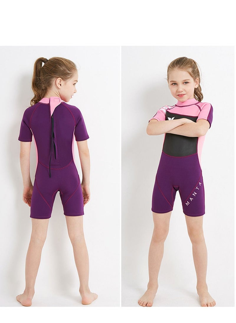 DIVE & SAIL Keep Warm Children Diving Suit Three-layer High Elastic Wetsuit For Girls Purple - Image 2