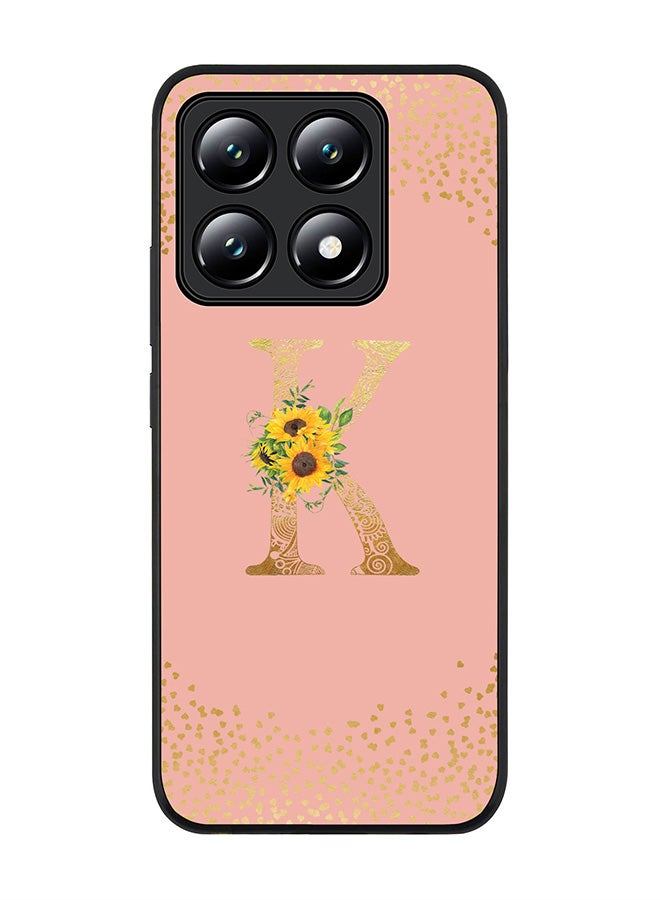 Stylizedd For Xiaomi 14T Case,Slim fit Camera Protection, Shockproof Thin Phone cover - Custom Floral Monogram - K (Rose Pink ) - Image 1