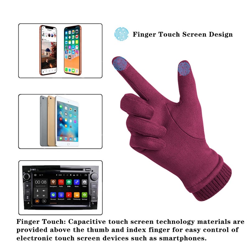 Kebesu Womens Winter Suede Gloves With Touchscreen Texting Finger Wool Lined Windproof Warm Fashion Dress Gloves - Image 5