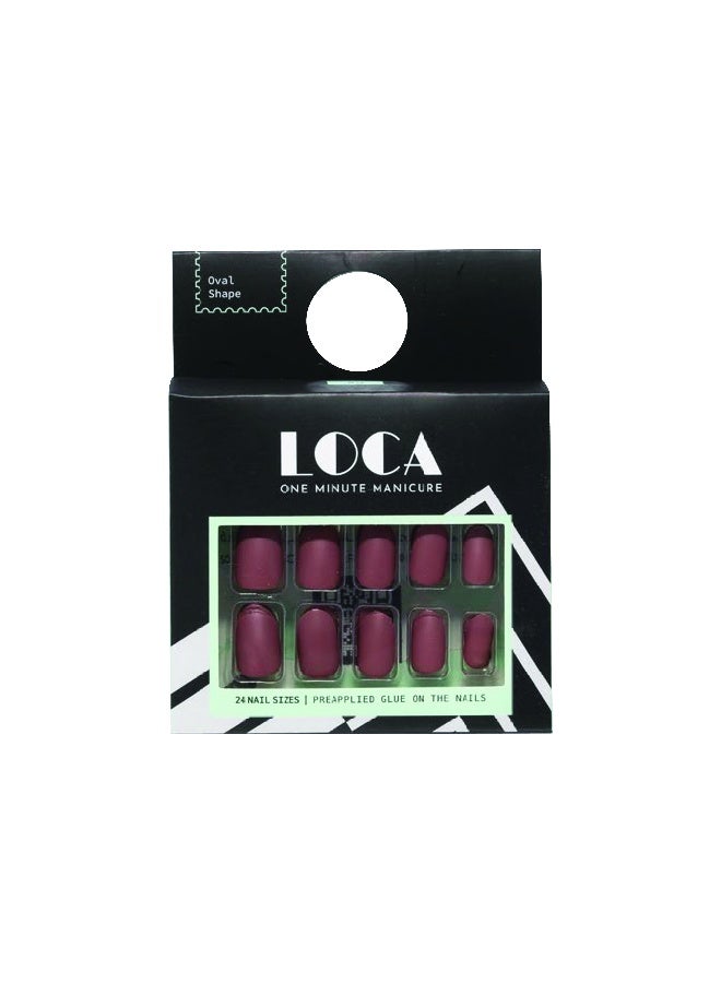 loca أظافر لاصقة مطفية بلون موف بيضاوي - Image 1