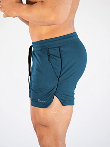 Surenow Mens Running Gym Shorts 3 Inch Breathable Lightweight Athletic Sport Shorts Training Workout Shorts with Pockets Blue - Image 4