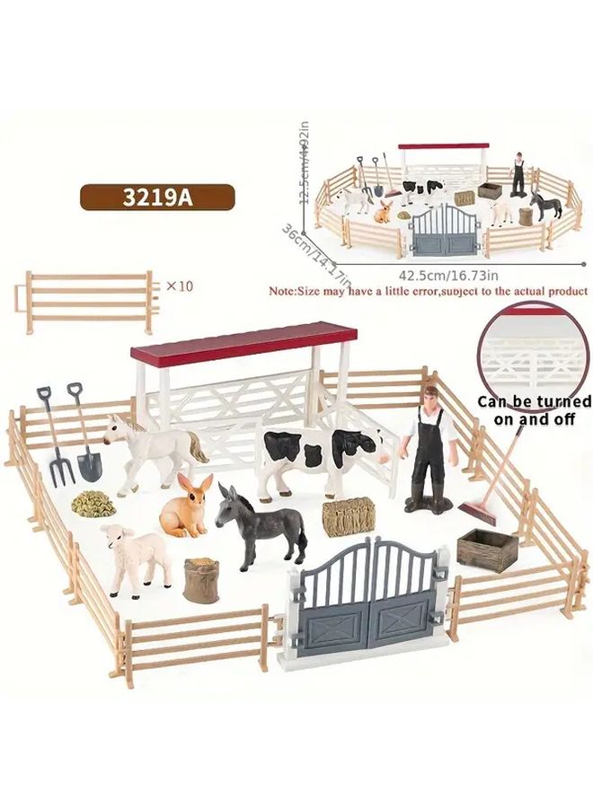 3219A Farm Set Durable PVC Animals Farmers Educational Toy Birthday Gift - Image 1