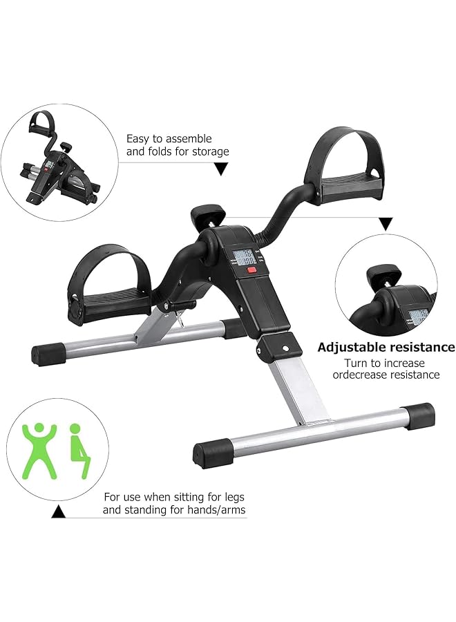 bunca Floor Exercise Bike Fitness Pedal Folding Bike Mini Bike Under Desk Hand Foot Exercise Bike Portable Arm Leg Exercise Machine With Lcd Display - Image 5
