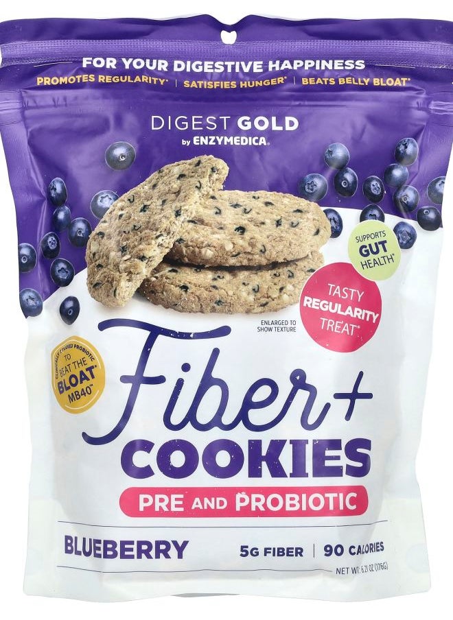 ENZYMEDICA Fiber + Cookies Pre and Probiotic Blueberry 6.21 oz (176 g) 