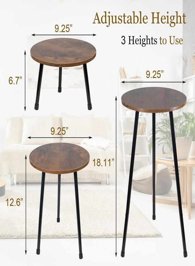 ARTORA Indoor Plant Stand, Mid Century Wood Plant Stool Adjustable Corner Tall Plant Sand Wooden Small Round End Table 18 Inch Plant Holder for Flower Pots Modern Home Decor (Brown) - Image 3