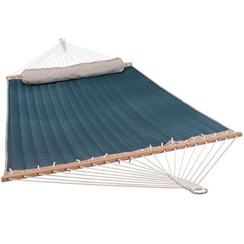 Sunnydaze Sunnydaze Double Quilted Polyester Hammock with Detachable Pillow  440Pound Capacity  Tidal Wave 