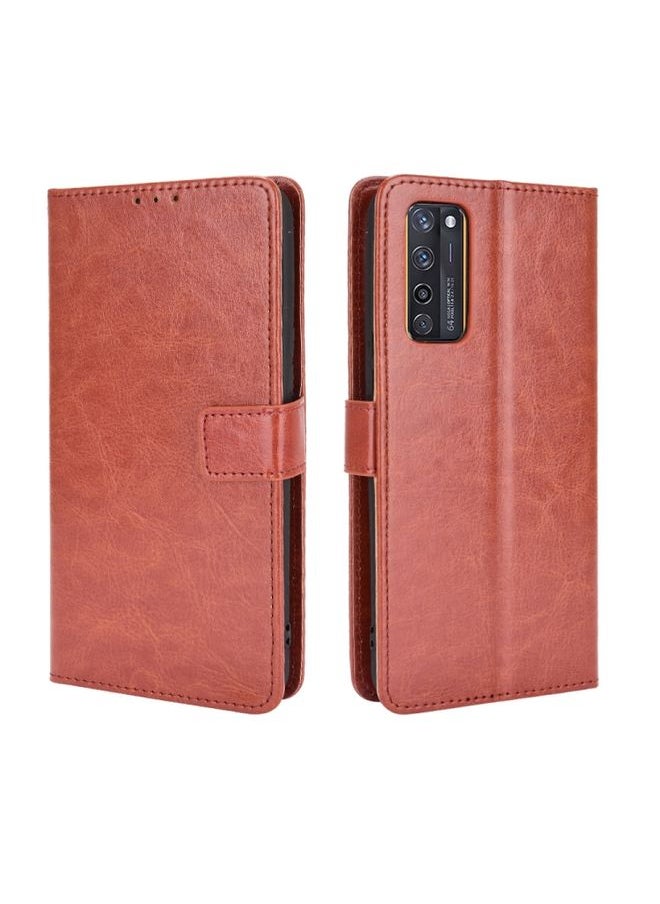 HuHa Case Cover For ZTE Axon 20 5G / Axon 20 4G Retro Crazy Horse Texture Horizontal Flip Leather Case with Holder & Card Slots & Lanyard(Brown) 