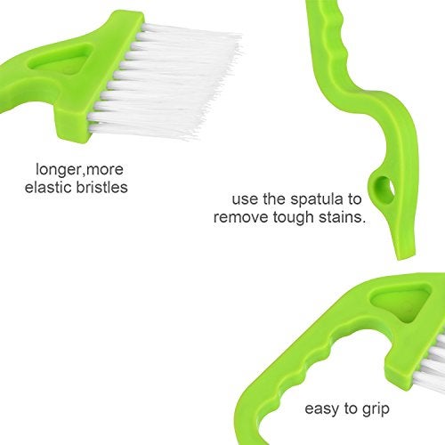 Rienar 2pcs Hand-held Groove Gap Cleaning Tools Door Window Track Kitchen Cleaning Brushes(Green) - Image 4