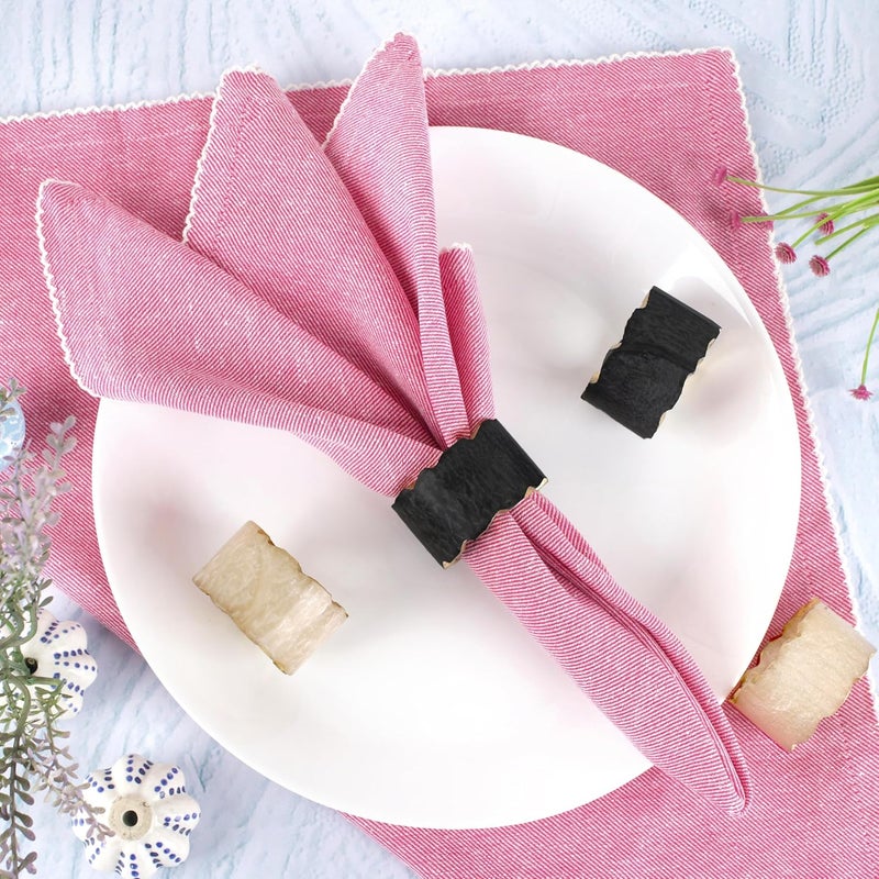 CLEENTABLE 12 Pcs Rustic Epoxy Resin Napkin Rings - Napkin Holders for Parties, Dining, Family Gatherings, Weddings, Holidays, Décor, Gifting - Durable Tabletop Decor (Ivory Black) - - Image 3