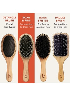 Beauty by Earth Boar Bristle Hair Brush - Smoothes & Detangles All Hair Types, Hairbrush for Women, Men & Kids, Brush for Thick Hair, Distributes Oils for Natural Shine & Stimulates Scalp  - Image 5