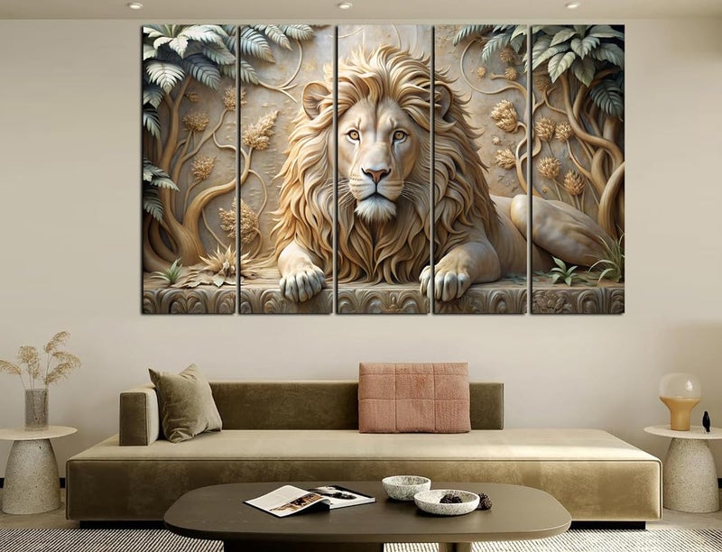 CN RETAILS Lion 3D Effect Wall Art Canvas Painting for Home, Drawing Room, Office, Wall Decor | MDF Wooden Frame, Vibrant Colorful With Modern Style Hanging for Positivity (30x48 Inch) - Image 1