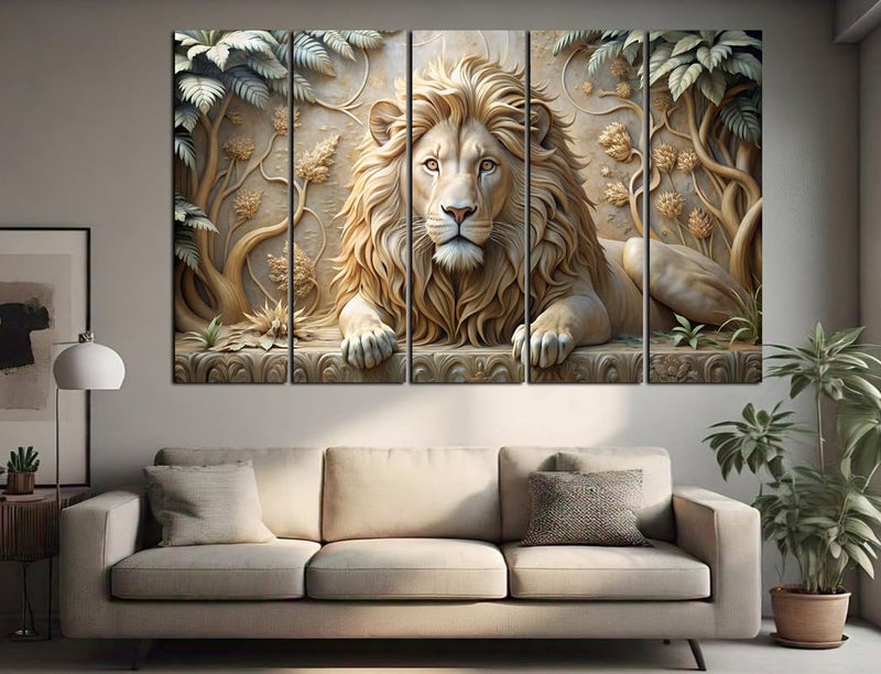 CN RETAILS Lion 3D Effect Wall Art Canvas Painting for Home, Drawing Room, Office, Wall Decor | MDF Wooden Frame, Vibrant Colorful With Modern Style Hanging for Positivity (30x48 Inch) - Image 2