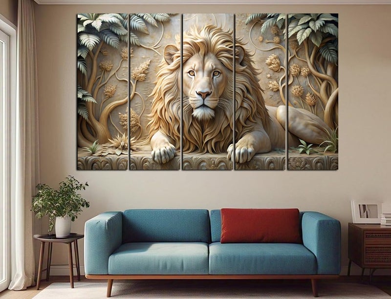 CN RETAILS Lion 3D Effect Wall Art Canvas Painting for Home, Drawing Room, Office, Wall Decor | MDF Wooden Frame, Vibrant Colorful With Modern Style Hanging for Positivity (30x48 Inch) - Image 3