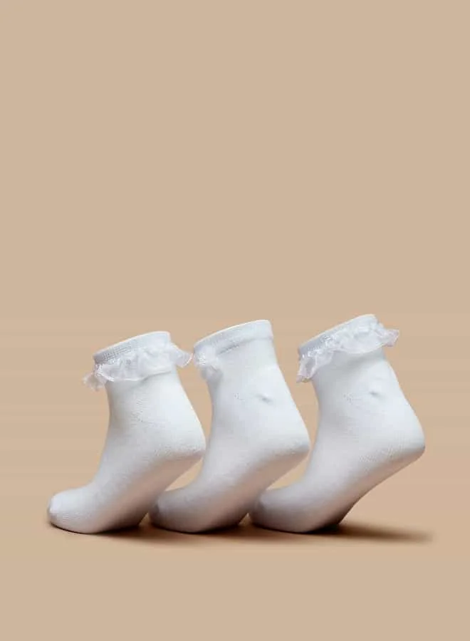 فلورا بيلا من شو إكسبرس Girls Assorted Crew Length Socks - Set of 3