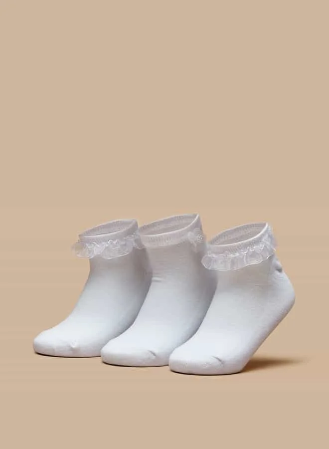 فلورا بيلا من شو إكسبرس Girls Assorted Crew Length Socks - Set of 3