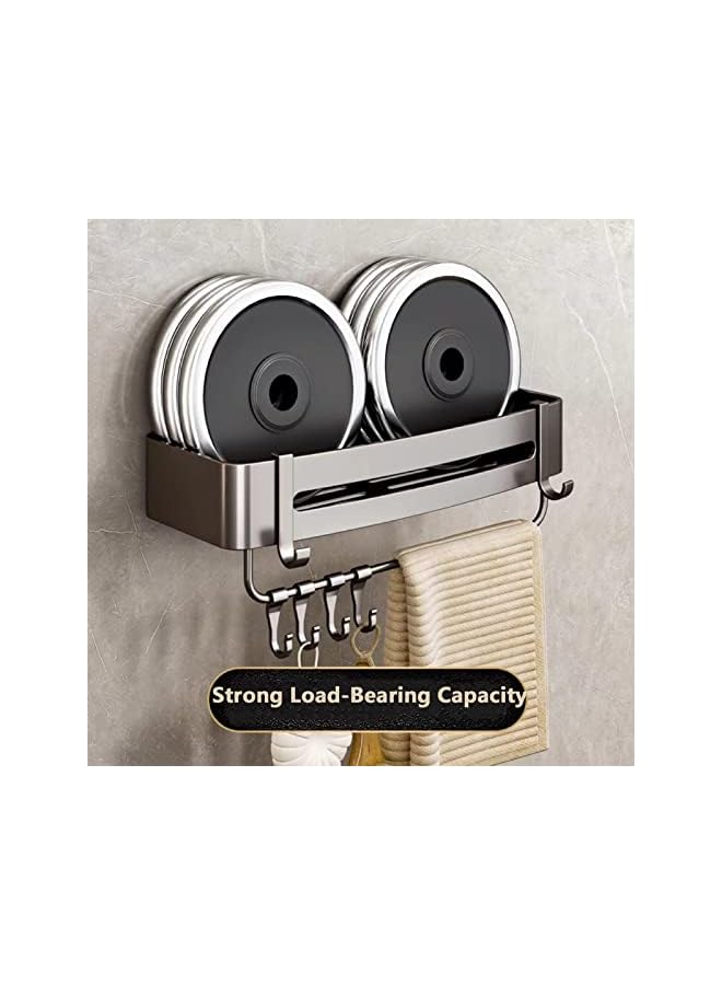 Raxoom Bathroom Shelves Wall Mounted Shower Caddy Rustproof Shower Rustproof Titanium Alloy Shower Organizer Racks for Bathroom Kitchen (Small+Small with Bar) - Image 4