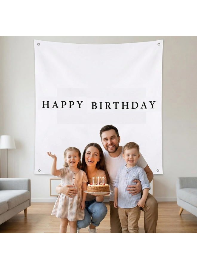 Oudain 59x59 Inch Happy Birthday Burlap Banner, Fabric Party Decorations Backdrop, Boho Rustic Photo Props Sign with Hanging String for Birthday Party Indoor Outdoor Yard Wall Decor - Image 5