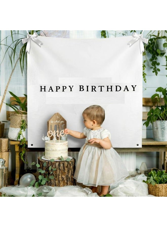 Oudain 59x59 Inch Happy Birthday Burlap Banner, Fabric Party Decorations Backdrop, Boho Rustic Photo Props Sign with Hanging String for Birthday Party Indoor Outdoor Yard Wall Decor - Image 4