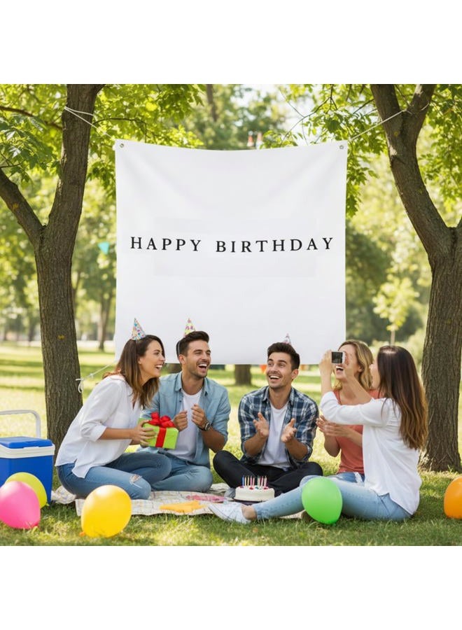 Oudain 59x59 Inch Happy Birthday Burlap Banner, Fabric Party Decorations Backdrop, Boho Rustic Photo Props Sign with Hanging String for Birthday Party Indoor Outdoor Yard Wall Decor - Image 3