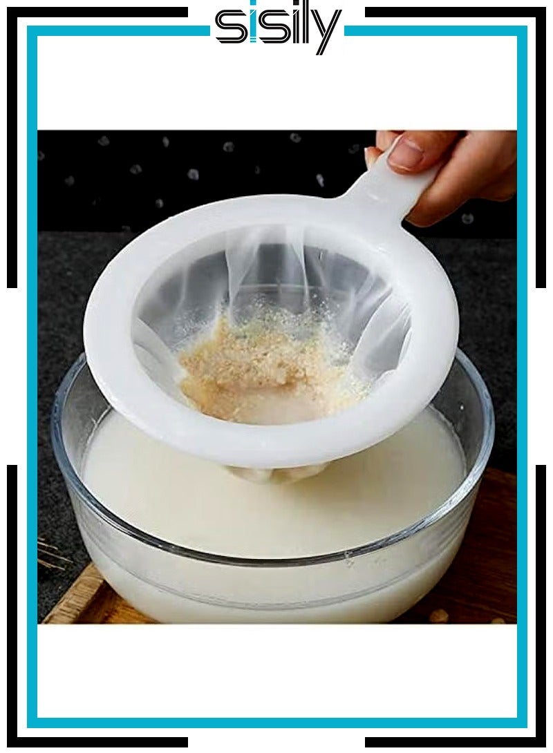 Sisily 3pcs Kitchen Ultra-Fine Nylon Mesh Strainer 5.51 Inch, Plastic Sieve Fine Mesh with Handle Kitchen Tool For Soy Milk, Coffee, Milk, Yogurt, Juice,Tea Leaf Filter, Honey (400 mesh) - Image 1