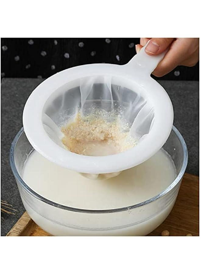 3pcs Kitchen Ultra-Fine Nylon Mesh Strainer 5.51 Inch, Plastic Sieve Fine Mesh with Handle Kitchen Tool For Soy Milk, Coffee, Milk, Yogurt, Juice,Tea Leaf Filter, Honey (400 mesh)  - Image 1