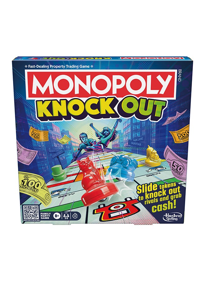 Monopoly لعبة مونوبولي الن knockout العائلية للحفلات للأطفال، المراهقين، والبالغين | للأعمار من 8 سنوات وما فوق | 2-8 لاعبين | 20 دقيقة كمعدل | ألعاب لوحية سريعة اللعب  - Image 1