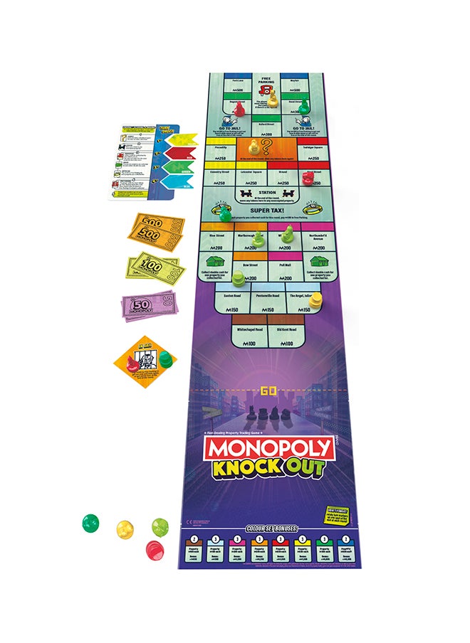 Monopoly لعبة مونوبولي الن knockout العائلية للحفلات للأطفال، المراهقين، والبالغين | للأعمار من 8 سنوات وما فوق | 2-8 لاعبين | 20 دقيقة كمعدل | ألعاب لوحية سريعة اللعب  - Image 5