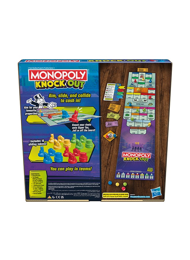 Monopoly لعبة مونوبولي الن knockout العائلية للحفلات للأطفال، المراهقين، والبالغين | للأعمار من 8 سنوات وما فوق | 2-8 لاعبين | 20 دقيقة كمعدل | ألعاب لوحية سريعة اللعب  - Image 2