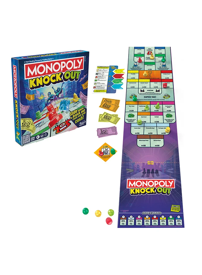 Monopoly Monopoly Knockout Family Party Game For Kids, Teens, And Adults | Ages 8 and Up | 2-8 Players | 20 Mins. Average | Quick-Playing Board Games