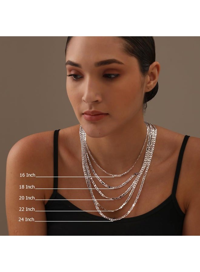 LeCalla Links 925 Sterling Silver Italian 4 MM Diamond-Cut Solid Flat Mariner Link Chain Necklace for Men and Women 22 Inches - Image 3