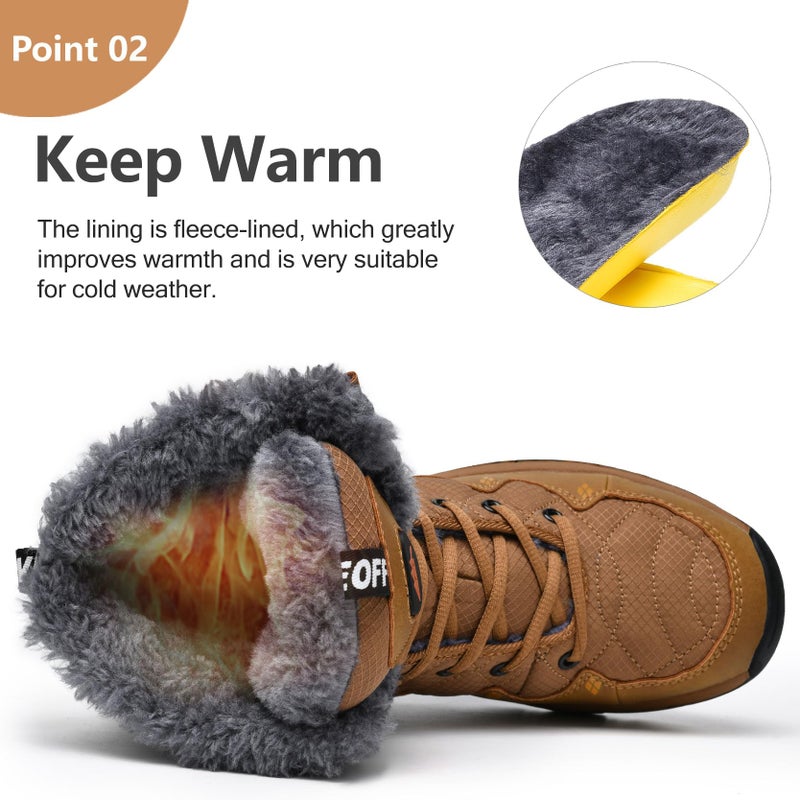 TRAILBLITZ Men's Winter Snow Boots Water Resistant Non Slip Warm Outdoor Lightweight Comfortable Durable 7.1 IN Height Hiking Shoes (12.5 Men, Khaki) - Image 4