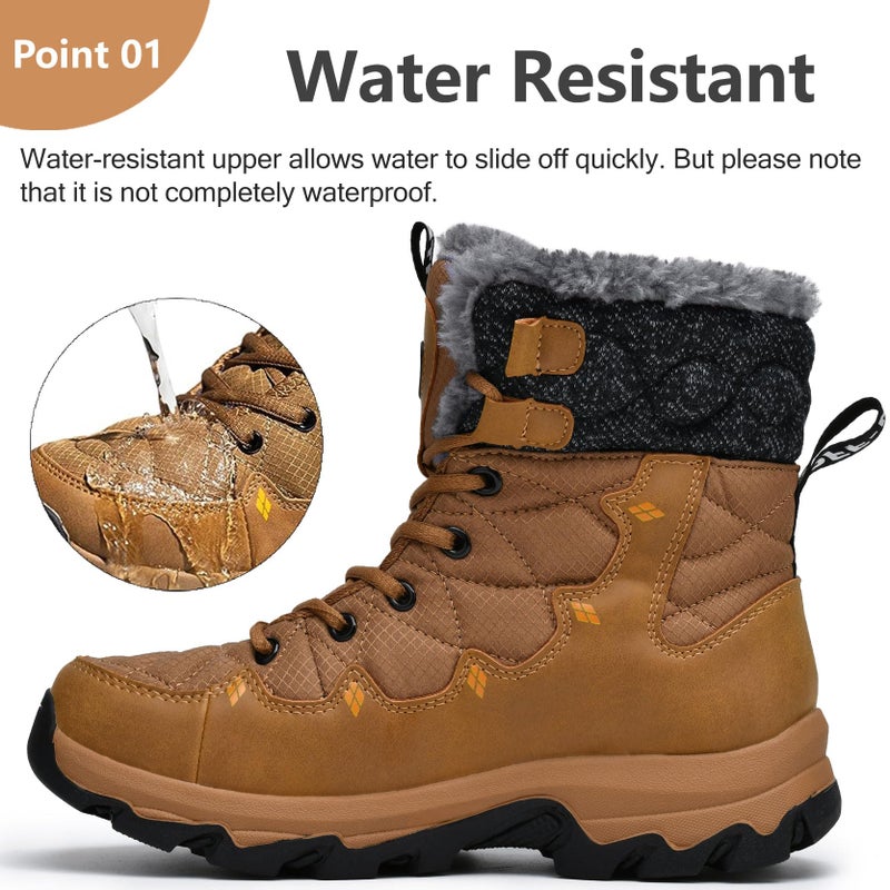 TRAILBLITZ Men's Winter Snow Boots Water Resistant Non Slip Warm Outdoor Lightweight Comfortable Durable 7.1 IN Height Hiking Shoes (12.5 Men, Khaki) - Image 3