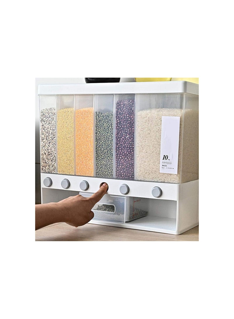 GGOOT Wall Mount Dry Food Dispenser/Double Cereal Dispenser,Wall-Mounted Press Out Grain Canister Distributor Convenient Storage Dual Control For Cereal Nuts Beans Trail Mix Candy Container  - Image 1