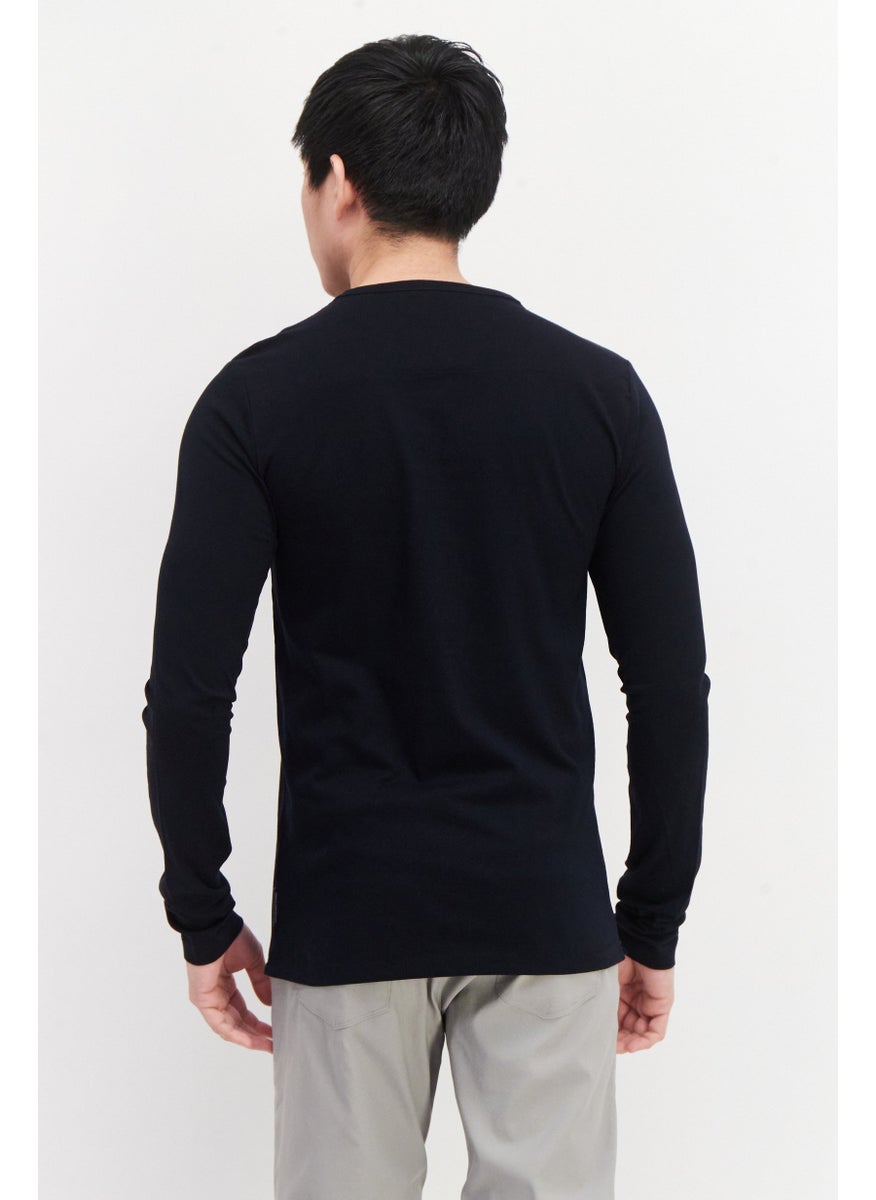 French Connection Men Crew Neck Long Sleeve Brand Logo T Shirt, Navy  - Image 3