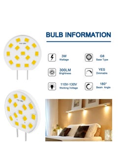 KASTWAVE 8 Pack G8 LED Bulb Dimmable Disc Puck Light Bulbs Halogen Bulb Equivalent Warm White for Under Counter Kitchen Lighting Under Cabinet Light  - Image 4