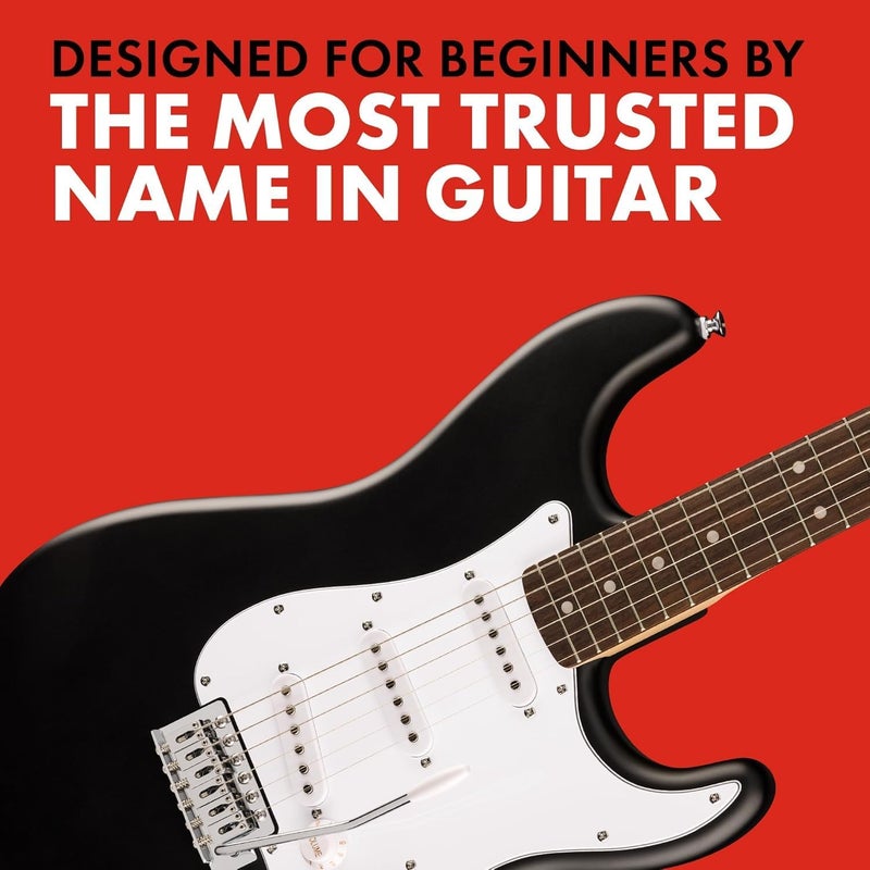 FENDER Fender Squier Debut Series Stratocaster Electric Guitar Kit Beginner Guitar Kit with 2Year Warranty with Padded Gig Bag Frontman 10G Amp Strap and More Includes Free Lessons Black  - Image 5
