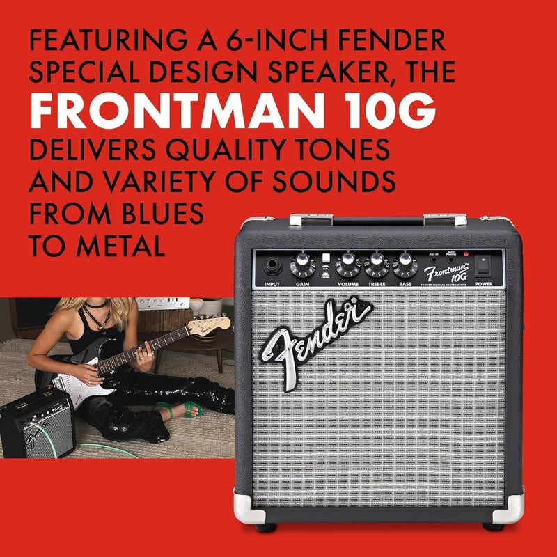 FENDER Fender Squier Debut Series Stratocaster Electric Guitar Kit Beginner Guitar Kit with 2Year Warranty with Padded Gig Bag Frontman 10G Amp Strap and More Includes Free Lessons Black  - Image 4