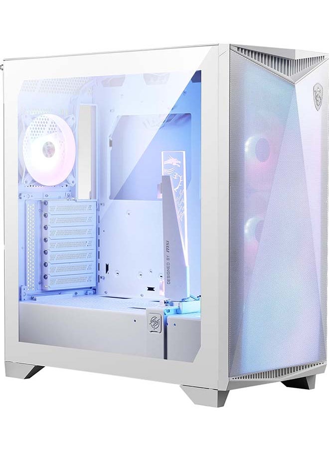MSI MPG GUNGNIR 300R Airflow White Mid-Tower Gaming PC Case with Mesh Front Panel and RGB Lighting - ATX Motherboard Compatibility, Tempered Glass Side Panel, Pre-Installed Fans White  - Image 2