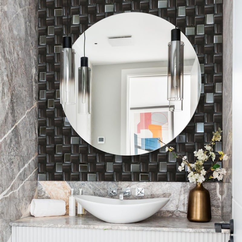 Elephantile 5 Sheets Black Tiles Metal Mosaic Wall Backsplash Tile 3D Wall Panels [5 Sq.feet] - Image 5