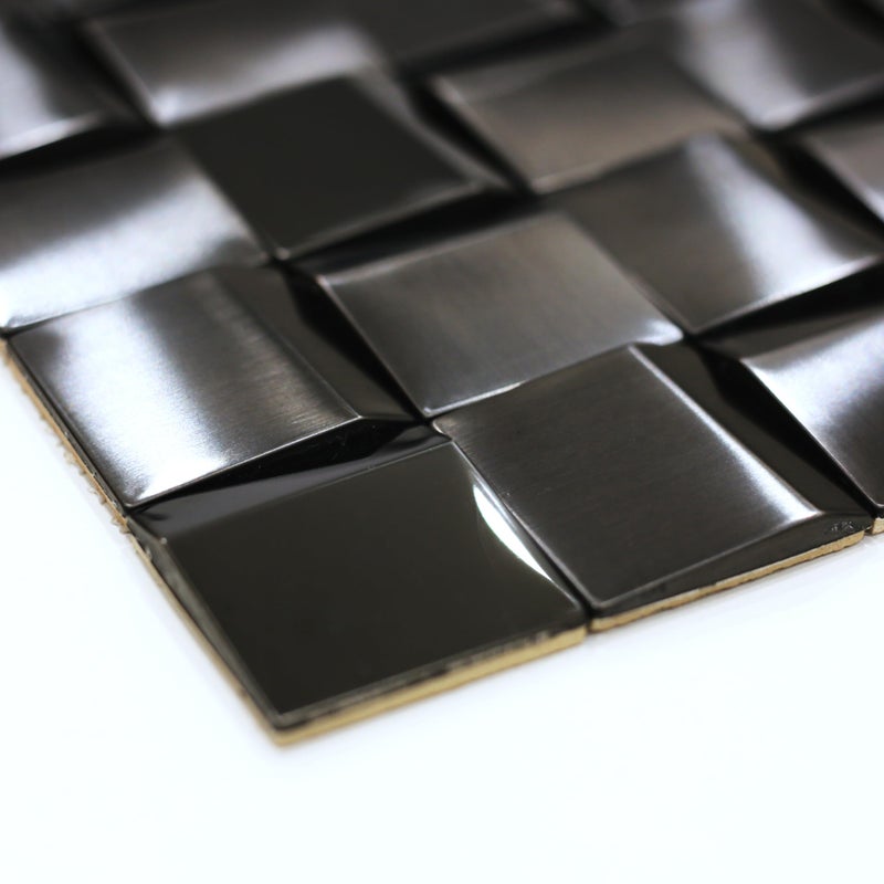 Elephantile 5 Sheets Black Tiles Metal Mosaic Wall Backsplash Tile 3D Wall Panels [5 Sq.feet] - Image 2