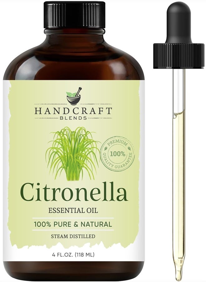handcraft Blends Citronella Essential Oil - Huge 4 Fl Oz - 100% Pure and Natural - Premium Grade with Glass Dropper  - Image 1
