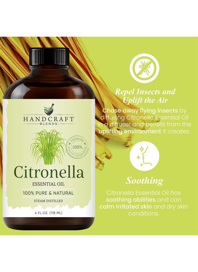 handcraft Blends Citronella Essential Oil - Huge 4 Fl Oz - 100% Pure and Natural - Premium Grade with Glass Dropper  - Image 5