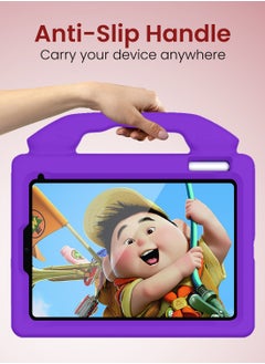 Moxedo Moxedo Shockproof Protective Case Cover Lightweight Convertible Handle Kickstand for Kids with Pencil Holder Compatible for iPad Mini 6 - Purple  - Image 3