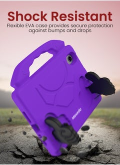 Moxedo Moxedo Shockproof Protective Case Cover Lightweight Convertible Handle Kickstand for Kids with Pencil Holder Compatible for iPad Mini 6 - Purple  - Image 4