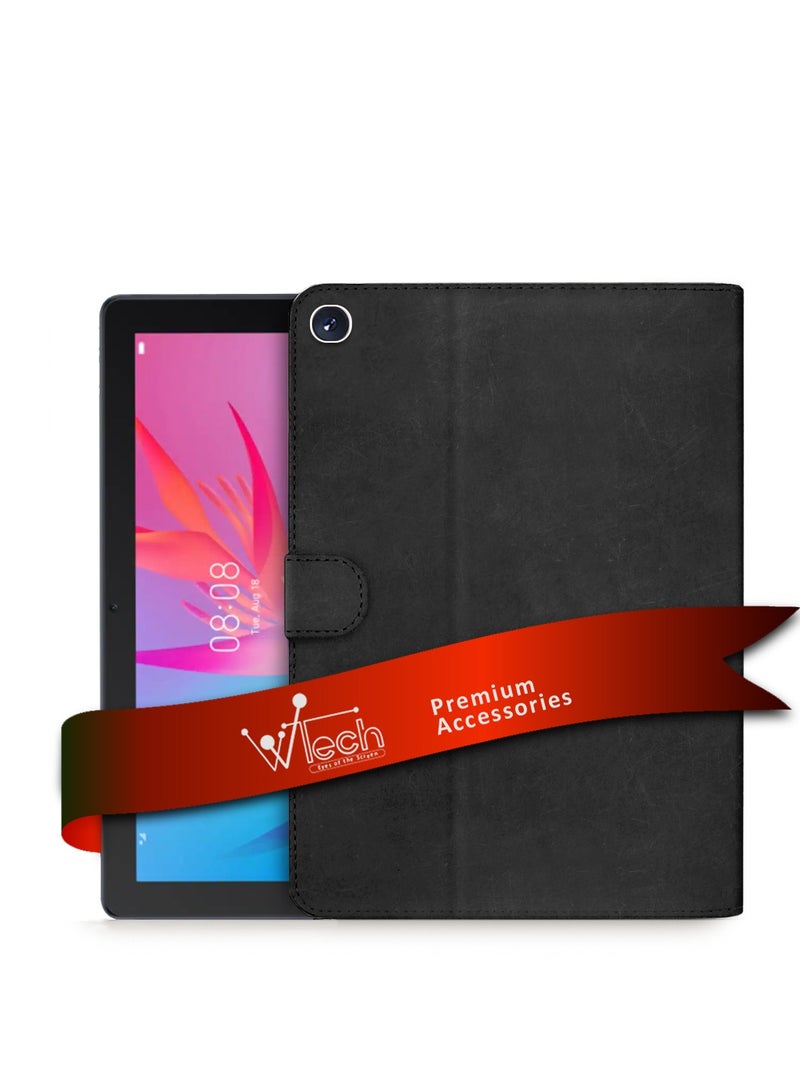 دبليو تيك غطاء حماية قلاب من جلد البولي يوريثان لهاتف هونور باد X8 / X8 لايت 2022 / هواوي ميت باد T 10s / T 10 / T10s (10.1 بوصة) 2020 (AGS3-L09، AGS3-W09) أسود - Image 1