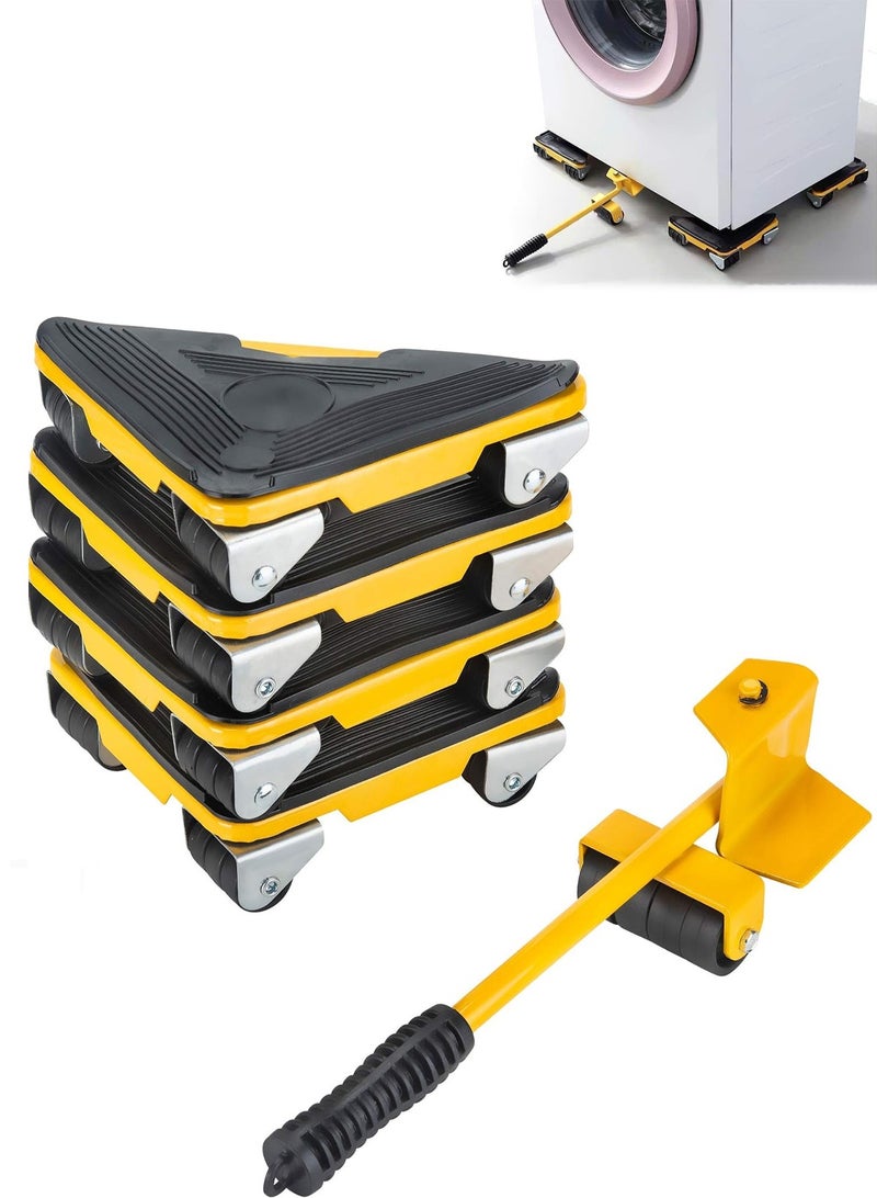 Relex Furniture Moving Tool, Heavy Furniture Corner Sliders with Furniture Lifter and 360 Degree Rotatable Rubber Roller, Furniture Movers for Moving Cabinets, Sofas, Pianos, Dining Tables (Yellow) - Image 1