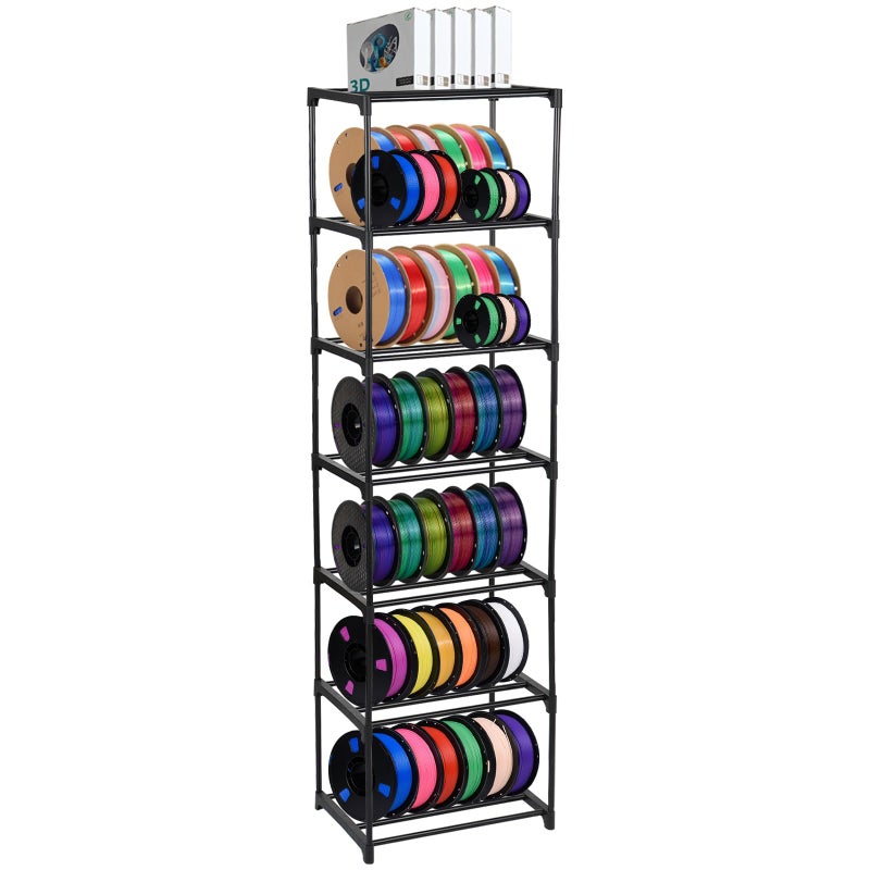 FMOACEN 7Tier Modular 3D Printer Filament Storage Rack 165 x 12 x 807 Metal Spool Holder DIY Tiers Filament Storage Shelf for 3D Printing Machine ToolFree Assembly