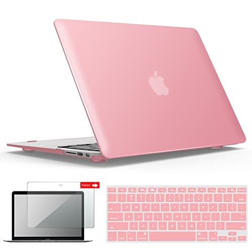 IBENZER Compatible with Old Version MacBook Air 13 Inch Case (2017-2010 Release), Models: A1466/A1369, Plastic Hard Shell Case with Keyboard & Screen Cover for Mac Air 13, Pink, A13PK+2 - Image 1