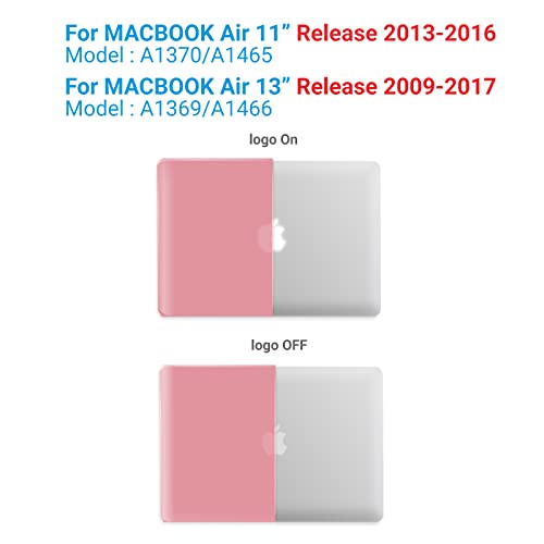 IBENZER Compatible with Old Version MacBook Air 13 Inch Case (2017-2010 Release), Models: A1466/A1369, Plastic Hard Shell Case with Keyboard & Screen Cover for Mac Air 13, Pink, A13PK+2 - Image 3