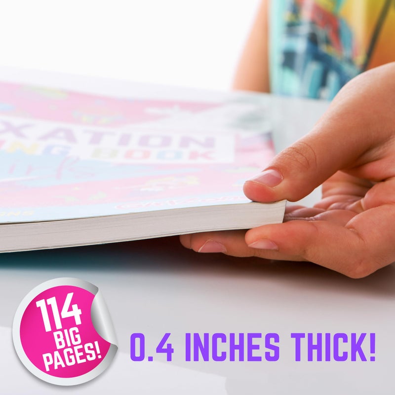 GirlZone Relaxation Coloring Book for Kids Ages 4+, Arts and Crafts Unicorn Coloring Books with 114 Fun Designs Like Cupcakes, Mermaids and Sea Animals for Teen Girls - Image 4